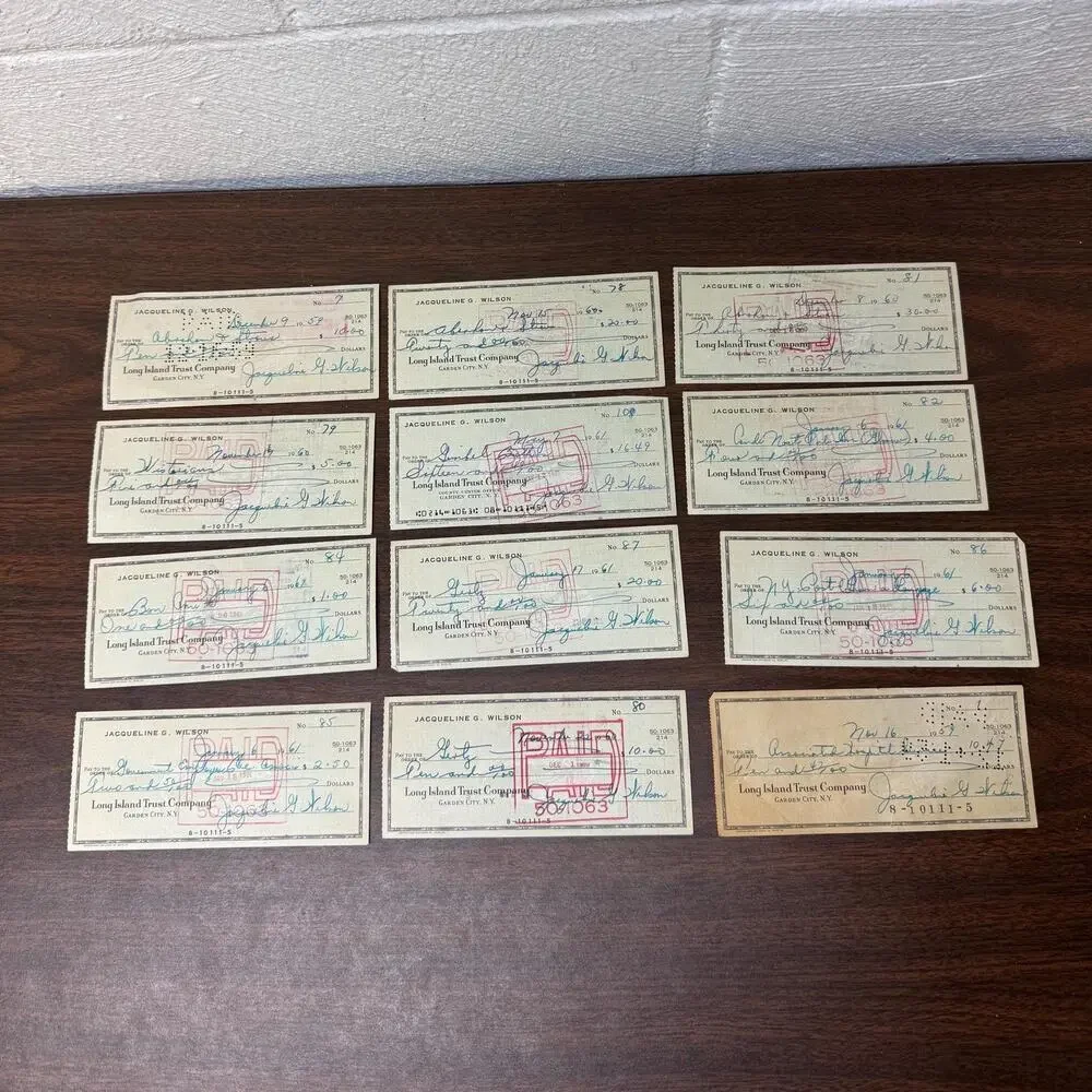 Vintage Checks Lot 1950s to 1960s Long Island New York Estate